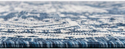 Rugs.com Outdoor Aztec Collection Rug – 9' x 12' Blue Flatweave Rug Perfect for Living Rooms, Large Dining Rooms, Open Floorplans