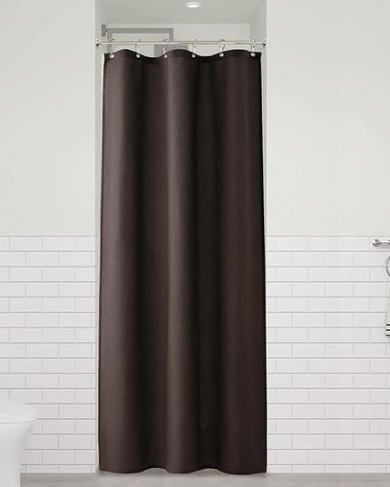 Naturoom Chocolate Brown 36 Inch Shower Curtain - Stall Narrow Half Linen Ultra Thick Fabric Shower Curtain Set with Hooks, Boho Farmhouse Rustic RV Camper Bath Curtains for Bathroom, 36x72