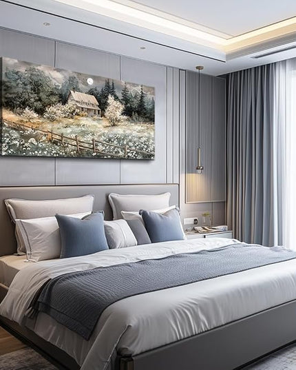 hyidecorart Nature Landscape Wall Paintings Wall Decor For Living Room Bedroom Decorations Rural Artwork Pictures Canvas Wall Art Large Framed for Office Farmhouse Aesthetic Home Decor Ready To Hang