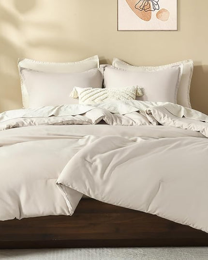 Litanika Comforters Tannish Grey California King Size, 3 Pieces Lightweight Solid Bedding Set & Collections, All Season Fluffy Bed Set (104x96In Comforter & 2 Pillowcases)