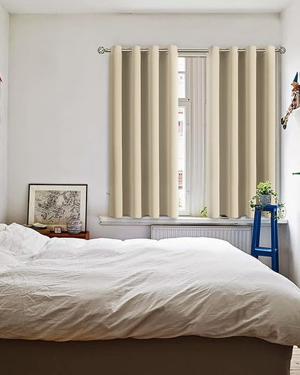 BGment Room Darkening Curtains for Bedroom - Grommet Thermal Insulated Window Treatments Light Blocking Curtains for Living Room, Set of 2 Panels, Each 46 x 54 Inch, Beige