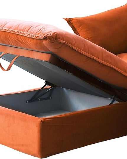 JACH Ottoman Module for Living Room, Cushion Covers Removable, Minimalist Comfy Breathable Ottoman Seater Paired with Sofa Couch for Living Room Apartment, Orange