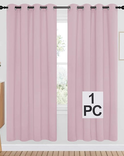 NICETOWN Bedroom Curtain Room Darkening Drapery - Home Fashion Microfiber Thermal Insulated Solid Grommet Room Darkening Curtain for Kitchen (Lavender Pink, 1 Panel, 52 inches Wide by 72 inches Long)