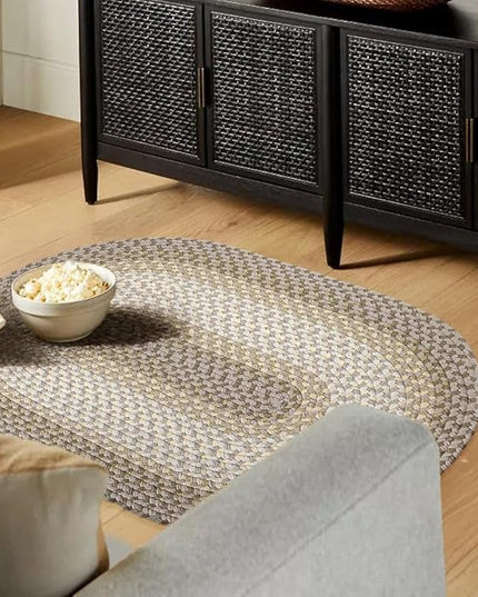 Tranquility TQ62 Frost 8' x 11' Oval - Braided Area Rug, Home Decor, Floor Mat or Bedroom Rug - Easy Care, Ideal for High Traffic Areas in Hallway and Living Room - Made in USA