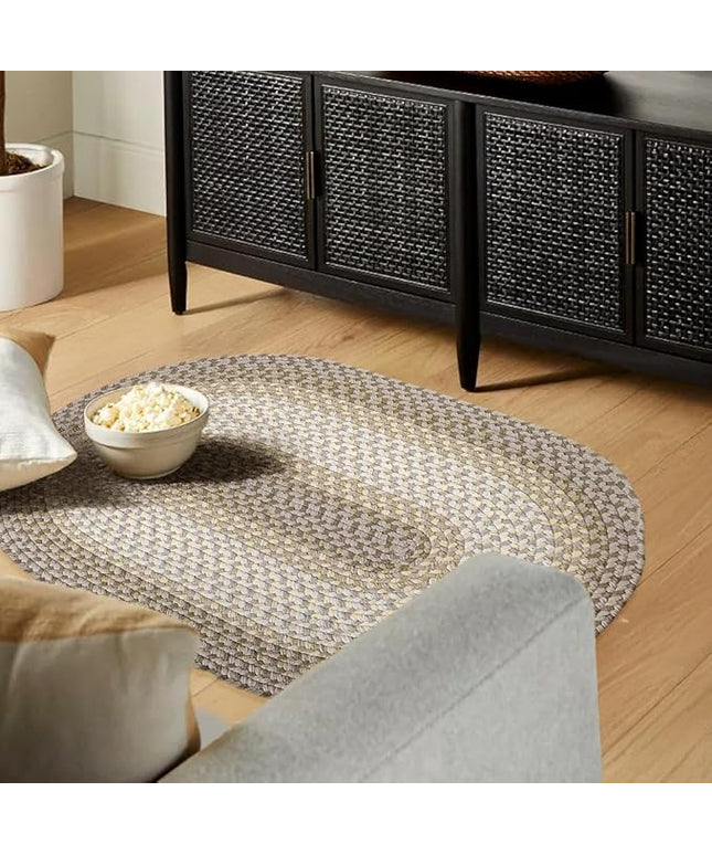 Tranquility TQ62 Frost 4' x 6' Oval - Braided Area Rug, Home Decor, Floor Mat or Bedroom Rug - Easy Care, Ideal for High Traffic Areas in Hallway and Living Room - Made in USA