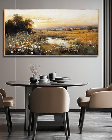 Wood Farmed Canvas Wall Art For Living Room Large Wall Decor For Office Bedroom Decorations Prairie Puddle Landscape Pictures Farmhouse Painting Artwork Room Wall Mural Aesthetic Home Decor 30x60 In