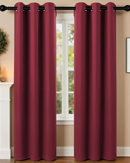 Room Darkening Curtains 84 Inch Length for Bedroom Living Room, Insulated Thermal Grommet Curtain Drapes, Blackout(60-90%,Not 100%) Window Treatment Decor, 2 Panels, 35x84, Burgundy Red