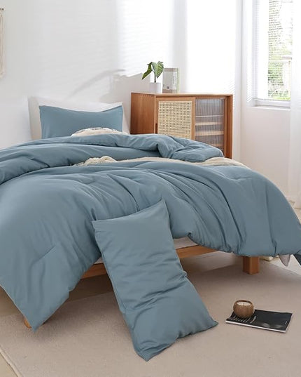 ROSGONIA California King Comforter Set Dusty Blue, 3pcs (1 Boho Cal King Comforter & 2 Pillowcases), All Season Bedding Bedspread Blanket Quilt
