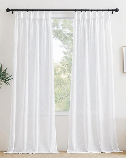 NICETOWN White Sheer Curtains 84 inches Long - Pinch Pleated Rod Pocket & Back Tab Airy & Lightweight Elegant Window Covering with Light Filtering for Bedroom/Living Room (2 Panels, W42 x L84)