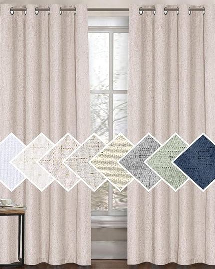 H.VERSAILTEX 100% Blackout Curtain for Bedroom 84 Inches Long Grommet Linen Face Full Light Blocking Curtain Drape for Living Room Thermal Insulated Linen Look Curtain 1 Panel, 52" W x 84" L, Natural
