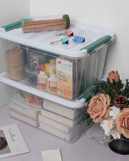 20 Quart Clear Stackable Storage Box, 6-Pack Plastic Storage Container with Latching Lid