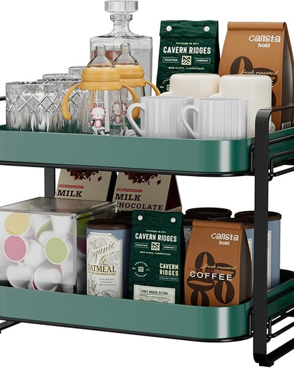 2-Tier Cup Drying Rack & Coffee Bar Accessories With Tray - Mug Holder for Countertop, Baby Bottle Organizer, Sippy Cup Storage, Tea & Glass Organizer