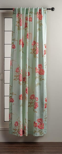 Maison d' Hermine Curtains for Living Room 100% Cotton 84 inch Length Two Panels Light Filtering Curtains for Bedroom Windows with Rod and Loop Pockets Drapes (Villette Aqua, 50" W x 84" L)