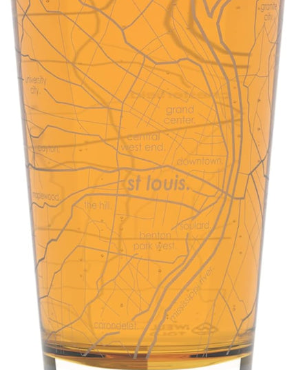 Well Told Engraved St. Louis Missouri Map Pint Glass, Etched Beer Gift (16 oz, Clear) City Map Pint, Custom City Glassware, Gifts For Beer Lovers