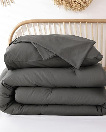 ROSGONIA California King Comforter Set Charcoal Gray,3pcs(1 Dark Grey Cal King Comforter & 2 Pillowcases) Ligfhtweight Bedding Bedspread Blanket Quilt