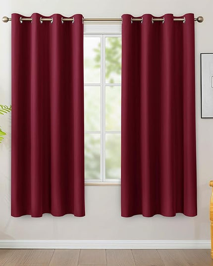 BONZER 100% Blackout Curtains 4 Panels - Thermal Insulated Full Light Blocking Window Drapes, Christmas Grommet Curtain with Black Laminated Backing for Bedroom/Living Room, 54 x 72 Inch, Burgundy Red