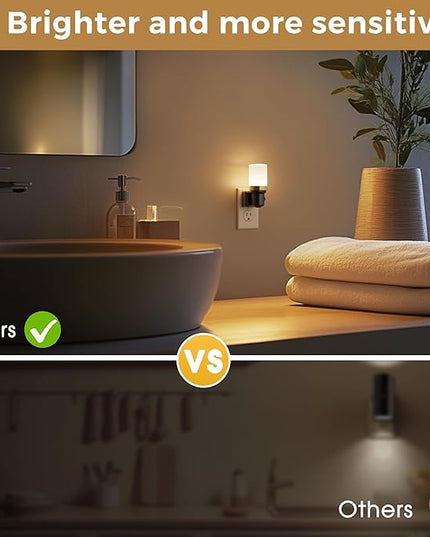 L LOHAS LED Night Light, Night Lights Plug into Wall, Dimmable Nightlight with Auto Light Sensor, 3000K Warm White 0-100LM, Plug in Night Light for Hallway Bedroom Bathroom