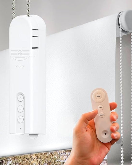 Aura Roller Smart Shade Driver, Remote Control & WiFi Dongle | Automate Existing Blinds | Beaded Window Shade Compatible | Rechargeable Long-Life Battery | Set Up Schedules | Hands Free Voice Control