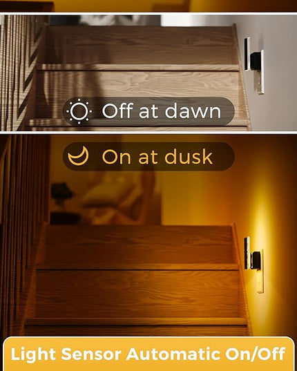 L LOHAS LED Night Lights Plug Into Wall, 2 Pack Night Light with Dusk-to-Dawn Sensor, Dimmable Decorative LED Nightlights, 0-100LM Amber Adjustable Brightness for Bathroom, Hallway, Bedroom,Stairway