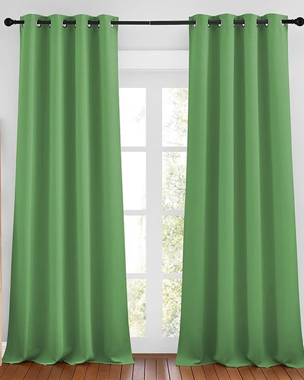 NICETOWN Forest Green Blackout Bedroom Curtains 96 inches Long, Grommet Thermal Insulated Room Darkening Window Treatments Sound Reducing for Living Room, W46 x L96, 2 Panels