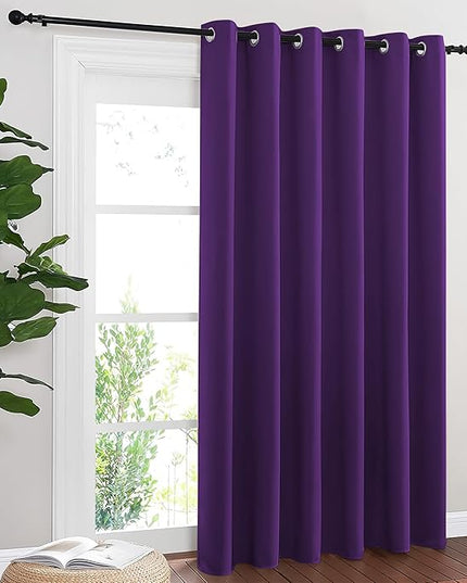 NICETOWN Blackout Sliding Door Curtains 84 Inch Length, Extra Wide Room Divider Grommet Energy Saving Thermal Insulated Curtain for Patio Door Window(W80 x L84, 1 Panel, Royal Purple)