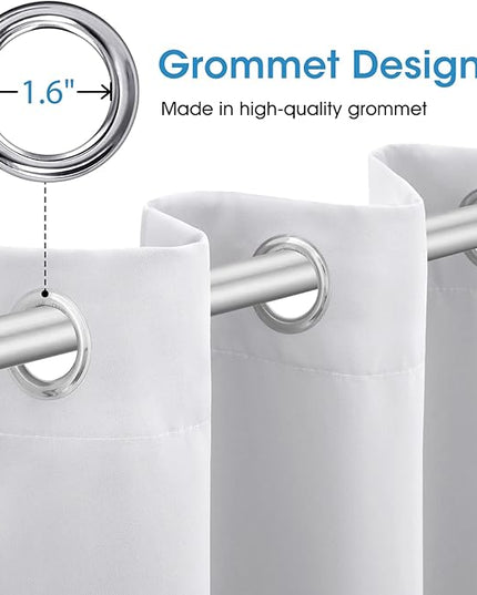 HOMEIDEAS Greyish White Blackout Curtains for Bedroom 52 X 96 Inch Long 2 Panels Set Room Darkening Curtains/Drapes, Soundproof Thermal Grommet Window Curtains for Living Room