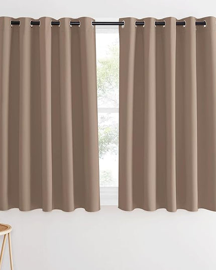 NICETOWN Thermal Blackout Curtain & Drape - Grommet Room Darkening Window Treatment Sound Reducing Light Blocking for Kitchen/Cafe (1 Panel, W66 x L54, Cappuccino)