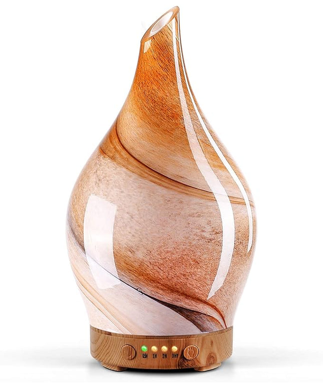 Porseme 150ml Essential Oil Diffuser Glass Color Changing Aroma Air Diffusers Aromatherapy Ultrasonic Cool Mist Humidifier 6 Running Hours Waterless Auto-Off for Sleeping, Yoga, Office, Spa (Desert)
