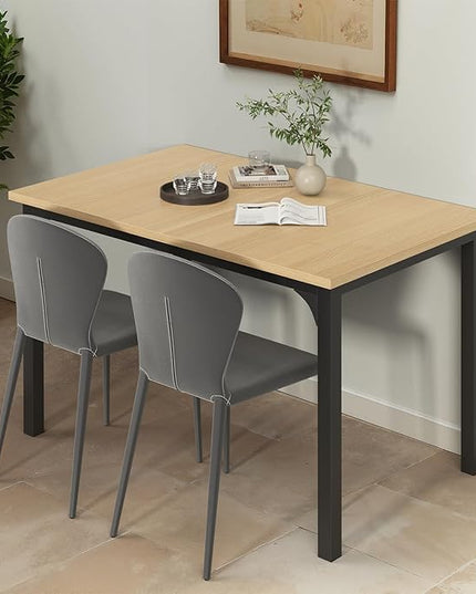 Extendable Dining Table, Modern Wooden Rectangle Kitchen Table for 4-8 People with Strong Metal Legs, Space Saving Expandable Dining Room Tables for Restaurant, Conference, Natural