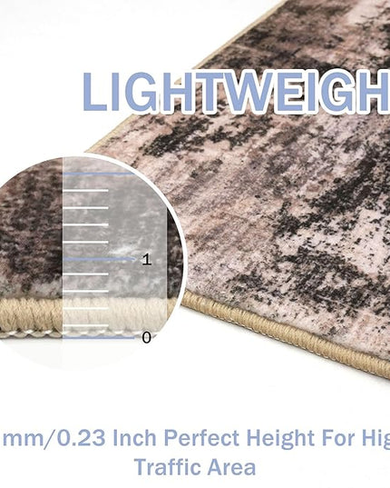 IOHOUZE Small Abstract Area Rug 2x3 Ft Entryway Rugs Washable Door Mat Indoor Entrance, Rubber Backed Throw Rugs, Printed Faux Wool Non Slip Floor Carpet for Foyer Front Door Sink, Brown/Rust