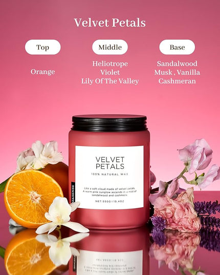 M&SENSE Sandalwood Floral Large Soy Candles for Home Scented, Organic Natural Soy Wax 19.4oz 110 Hour Long Lasting, Luxury Floral Scented Candle Gifts for Women