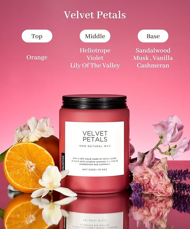 M&SENSE Sandalwood Floral Large Soy Candles for Home Scented, Organic Natural Soy Wax 19.4oz 110 Hour Long Lasting, Luxury Floral Scented Candle Gifts for Women