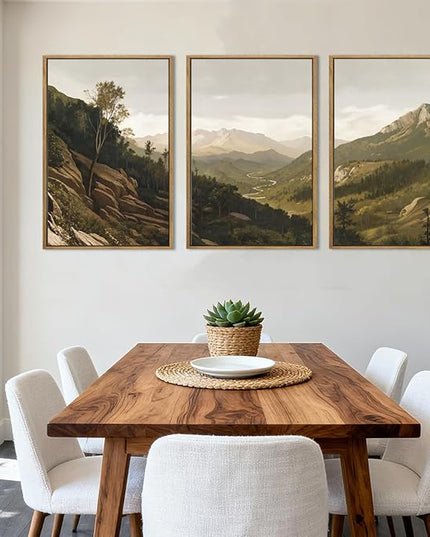 ANHUIB Mountain Wall Art Nature Mountain Ridge Wall Decor Woodland Landscape Painting 16x24 Inch for Living Room Bedroom Dining Room