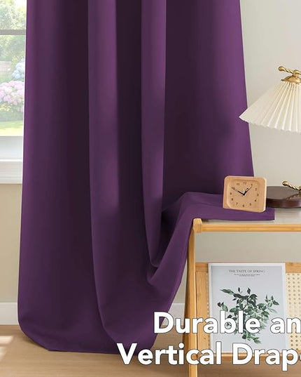 H.VERSAILTEX Blackout Thermal Insulated Room Darkening Window Treatment Extra Long Curtains/Drapes,Grommet Panels (Set of 2,52 by 96 - Inch,Solid Plum Purple)