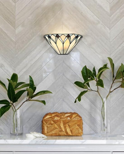 Tiffany Style Sconces Wall Lighting 12.6-Inch 1-Light Stained Glass Wall Sconce Vintage Tiffany Wall Mount Lamp Stained Glass Sconce Wall Decor for Hallway Bedroom Entryway Living Room