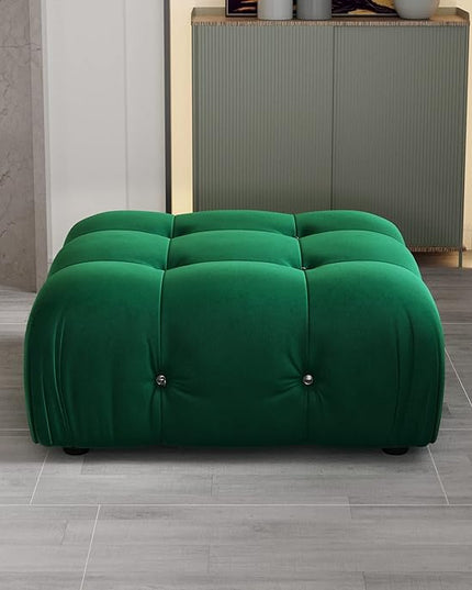 JACH Modern Ottoman Module for Living Room, Minimalist Comfy Breathable Footstool, Velvet Ottoman for Living Room Apartment (Green)