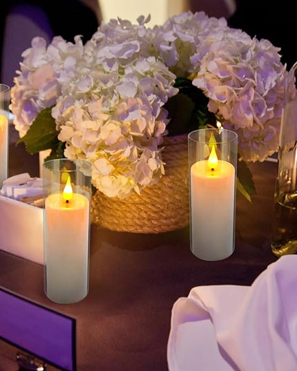 Flameless Candles,Battery Operated LED Candles Ideal for Halloween, Christmas,Home Decor,Home Party Wedding Indoor Outdoor,White 2.2X5“6”6“7”7“H