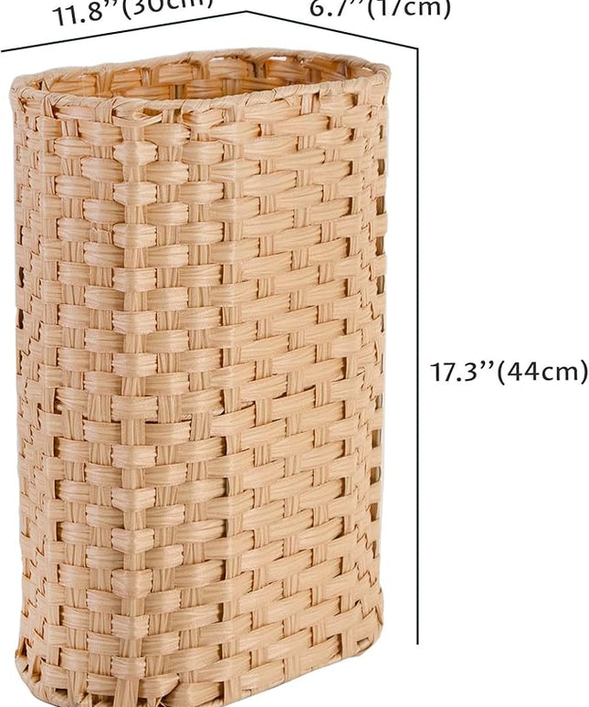 PEMAR Wicker Umbrella Holder, Hand Woven Umbrella Stand Basket Decorative Cane Holder Rack for Home, Entryway Multipurpose Narrow Tall Basket (Natural)