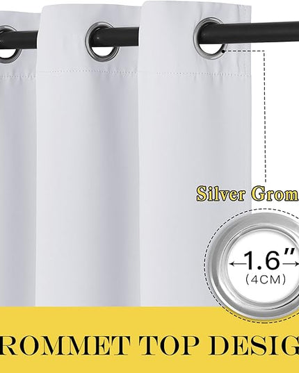 NICETOWN Room Darkening Curtain for Living Room - Easy Care Solid Energy Saving Grommet Room Darkening Curtain/Panel/Drape for Bedroom (1 Panel, 52 by 72, Greyish White)