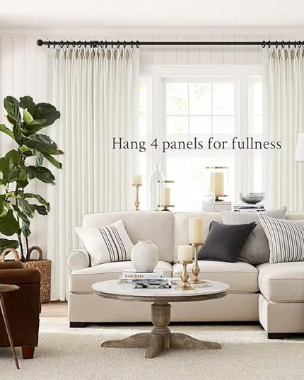 Topfinel Pinch Pleated Curtains 90 Inches Long 1 Panels Set,Natural Cream Semi Sheer Cotton Blend Fabric Aesthetic Advanced Curtain Drapes for Living Room Bedroom,72x90 inch Length