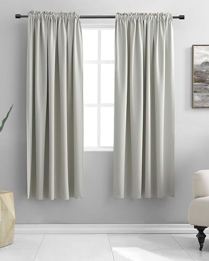 DONREN Light Gray Blackout Curtains - All Season Thermal Insulated Rod Pocket Room Darkening Curtains for Bedroom (2 Panels,42 W x 72 Inch Length)