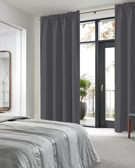 DWCN Bedroom Blackout Curtains 70 x 84 Inches Length 2 Panels Set, Solid Thermal Insulated Energy Saving Rod Pocket Window Treatment Curtains Blackout Drapes (W70 x L84 Inch, Dark Grey)