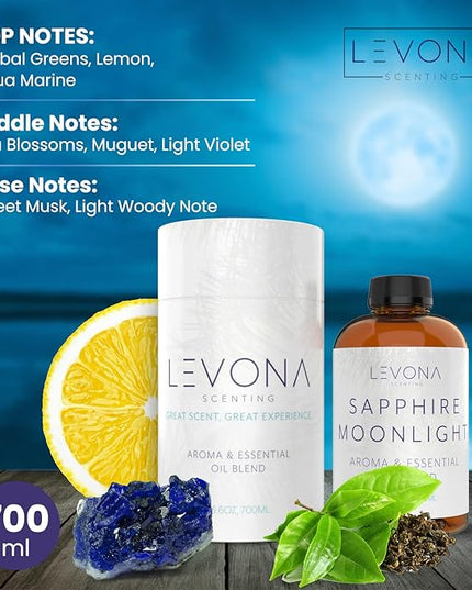 LEVONA Scent 100% Pure Essential Oils for Diffusers and Humidifier, 700ml Aromatherapy Scented Oils Perfect for Sleep, Relaxation and Stress Relief, Made in USA (Sapphire-Moonlight, 700ml)