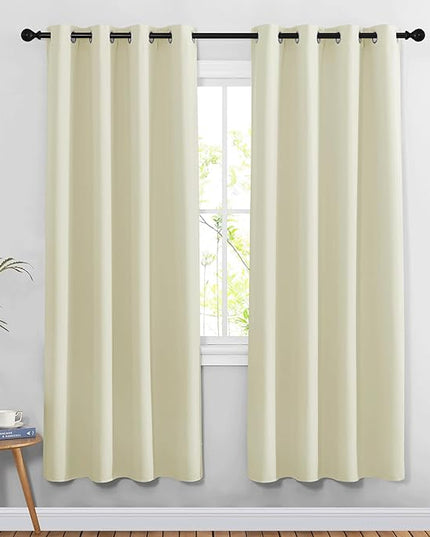 NICETOWN Room Darkening Beige Curtains for Doorway 78" L, Grommet Light Blocking Window Treatments Blackout Privacy Drapes for Living Room/Kids Room, 2 Panels, W52 x L78