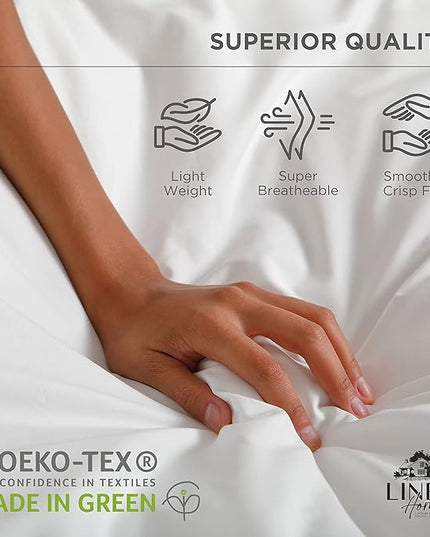 Linen Home 100% Cotton Percale Pillowcases King Size, Pastel Turk, 2 Pieces of Pillow Case, Crisp and Cool Strong Bed Linen, 20 inches X 40 inches