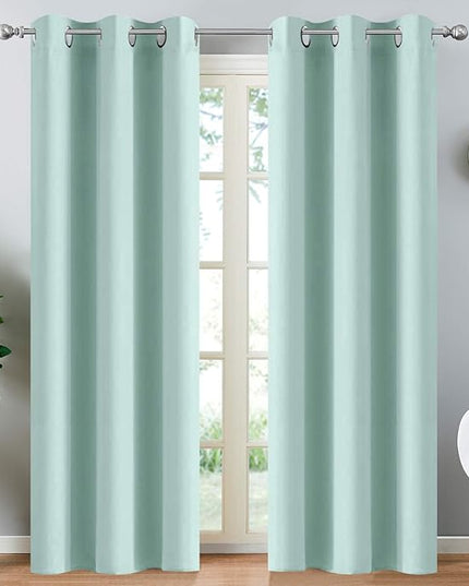Yakamok Aqua Blackout Curtains for Bedroom, Grommet Thermal Insulated Room Darkening Blackout Drapes for Living Room, Set of 2 Panels (38 x 84Inch, Aqua)