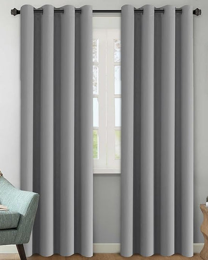 H.VERSAILTEX Three Pass Microfiber Blackout Thermal Insulated Grommet Panels Window Curtains/Drapes (Set of 2,52 x 96 Inch,Dove Gray)