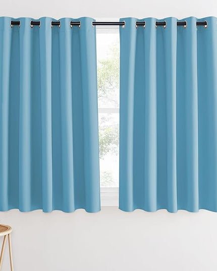 NICETOWN Blackout Curtains 54 Inches Long, Thermal Insulated Room Darkening Curtains for Bedroom, Window Treatment Drapes for Living Room Nursery (W66 x L54 Inch, Teal Blue, 1 Panel)