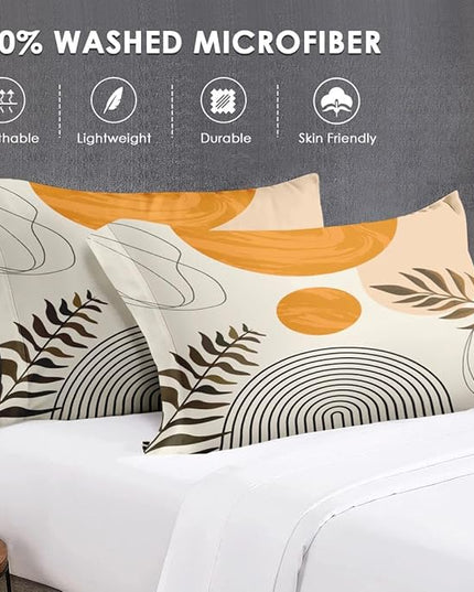 Twin Size Comforter Set with Pillowcase, Contemporary Mid Century Geometric 2 Pcs Bedding for Kids and Adults, Boho Rainbow Sun Soft Comforter Set for Bedroom Bed Decor