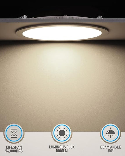TORCHSTAR 12-Pack 6 Inch Ultra-Thin LED Recessed Lighting with J-Box, 4000K Cool White, 12W Dimmable 1000lm Brightness LED Downlight, ETL & Energy Star Listed